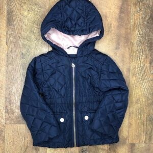Me Jane Mini Toddler Quilted Hood Elastic Waist Coat 24 months Navy Blue